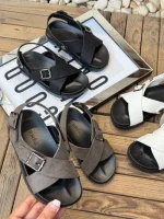 خرید صندل بچه گانه چرم ضربدری