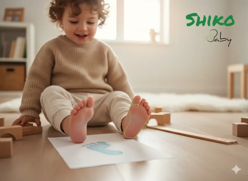 کودک در حال بازی که پای او (به خصوص کف پا) در کانون توجه است، با اشاره‌ای نامحسوس به تفاوت پای صاف و معمولی (بدون نمایش مستقیم صافی).